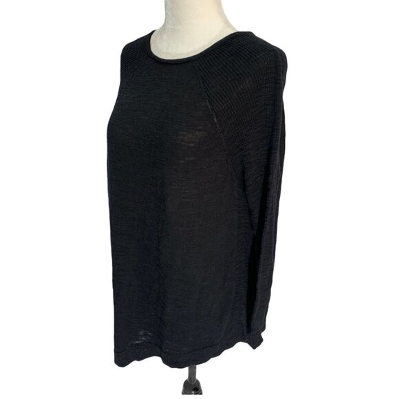 LE Chateau♠️Sweater Asymmetric Hem 3/4 Sleeve Black Pullover Lightweight Size XS - Picture 2 of 9